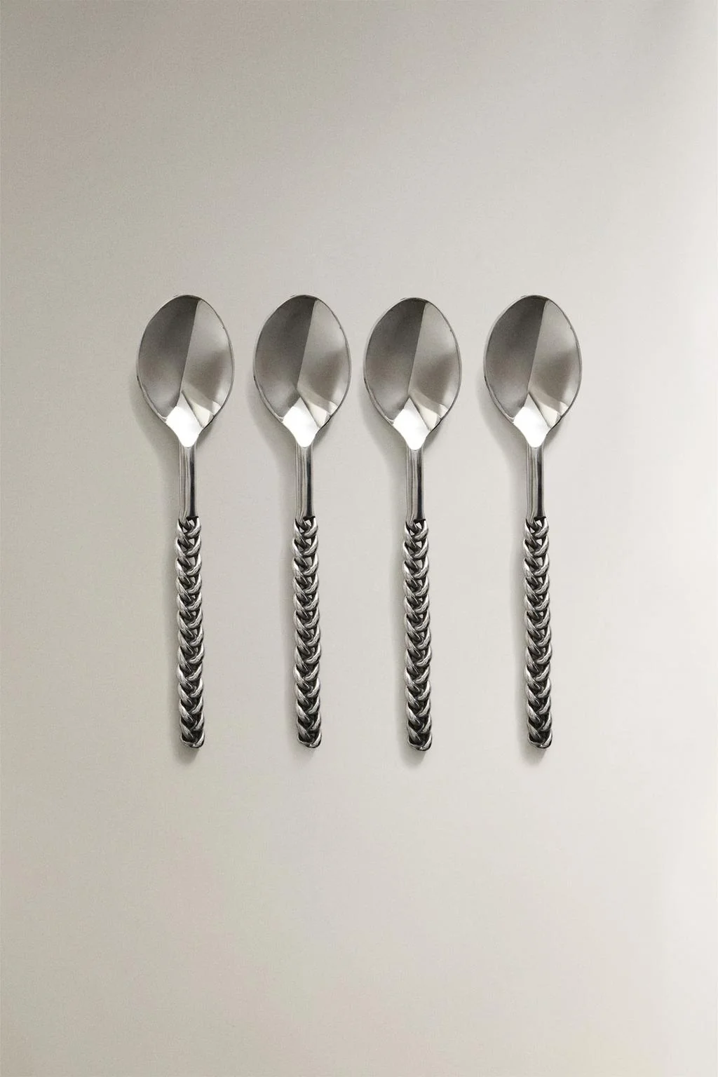 Набор десертных ложек с металлическими плетёными ручками (набор из 4)