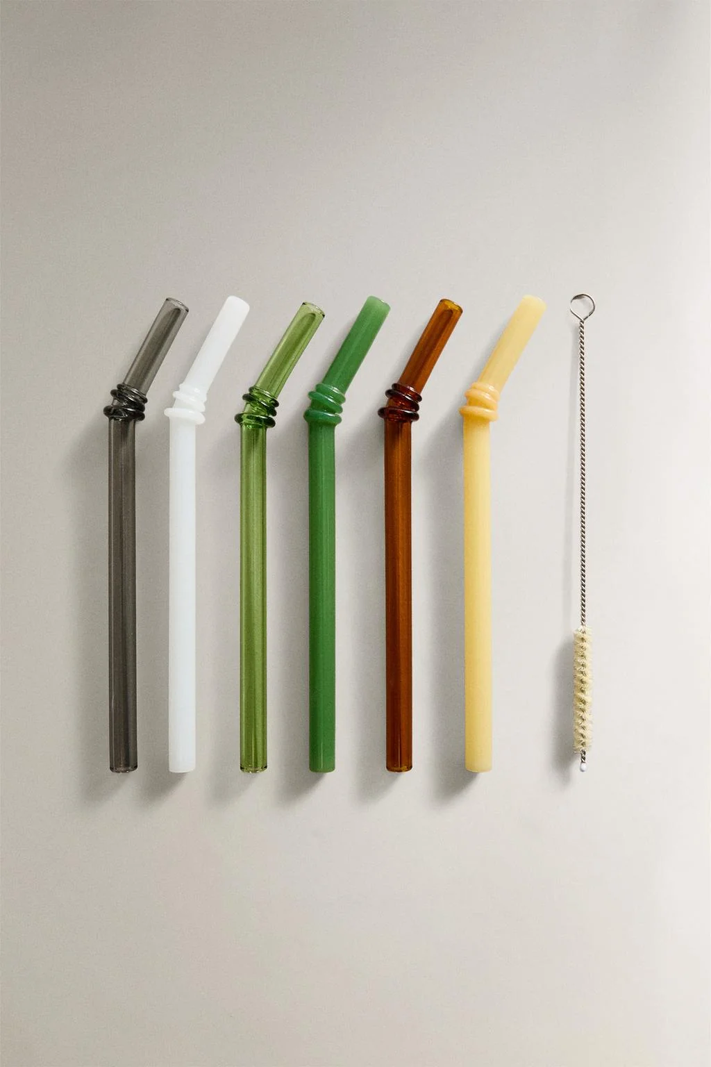 Набор из 6 цветных стеклянных соломинок