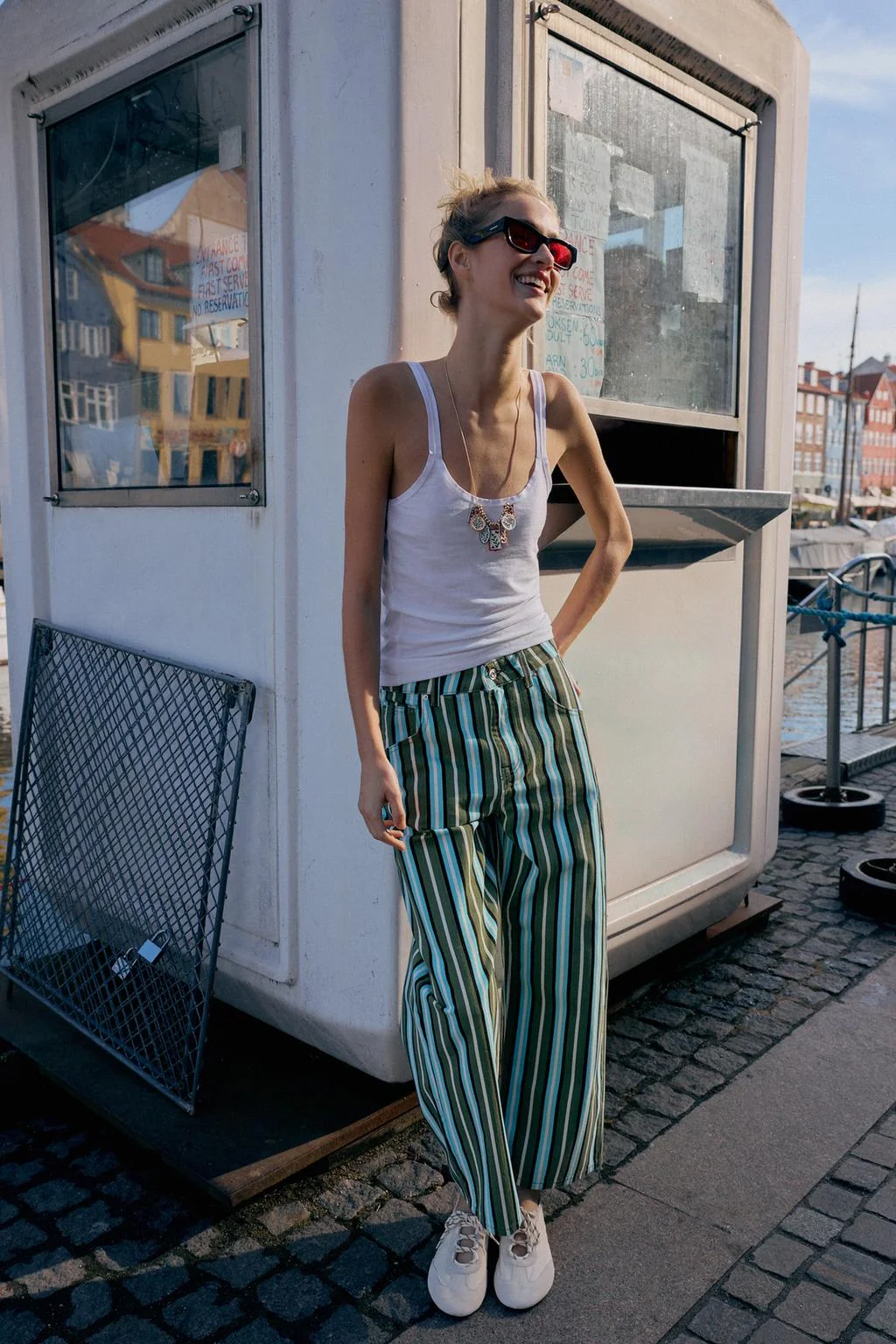 Z1975 джинсы бочонок в полоску