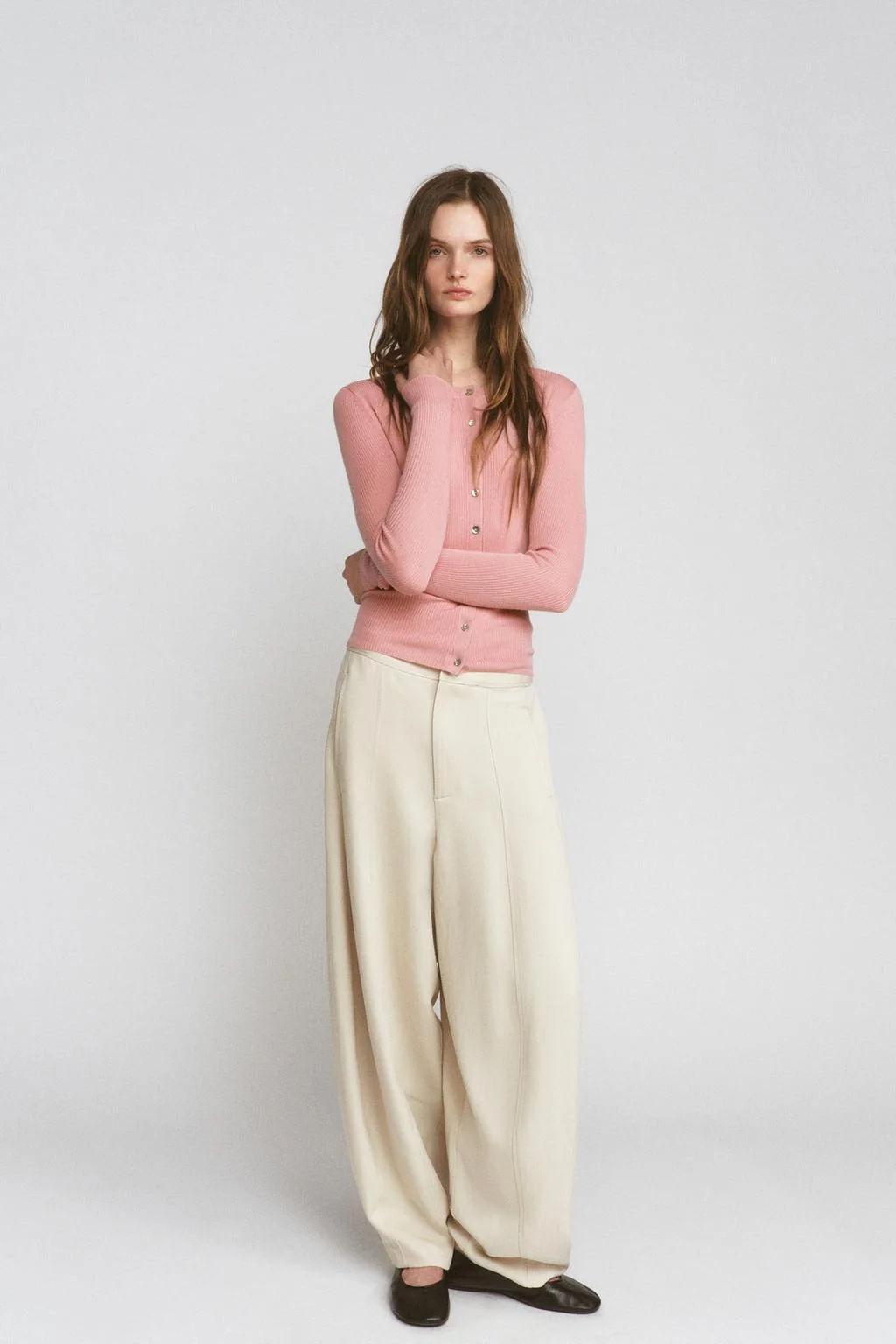 Кардиган из 100% шерсти в рубчик