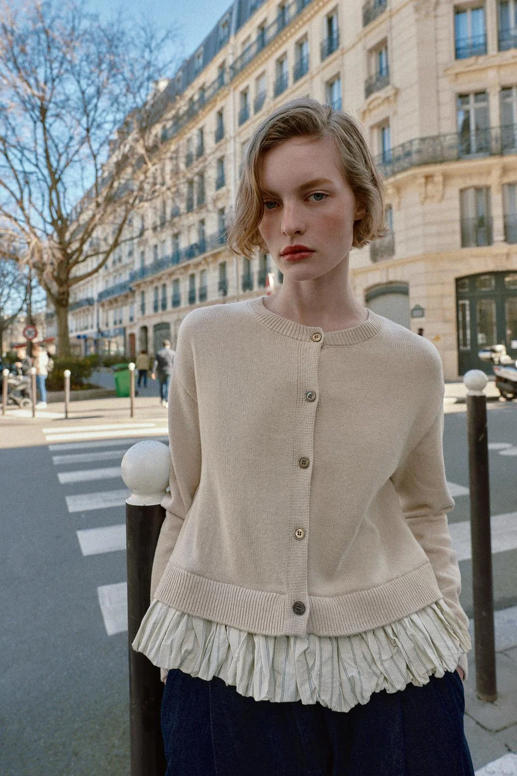 Контрастный трикотажный кардиган