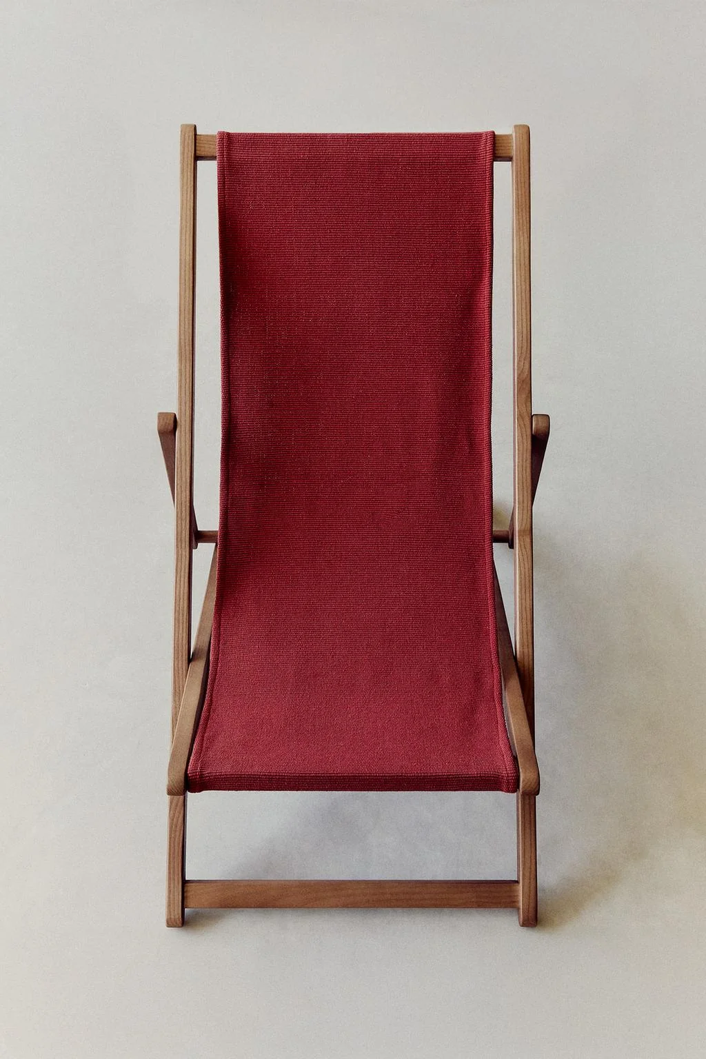 FOLDING WOOD AND COTTON LOUNGER