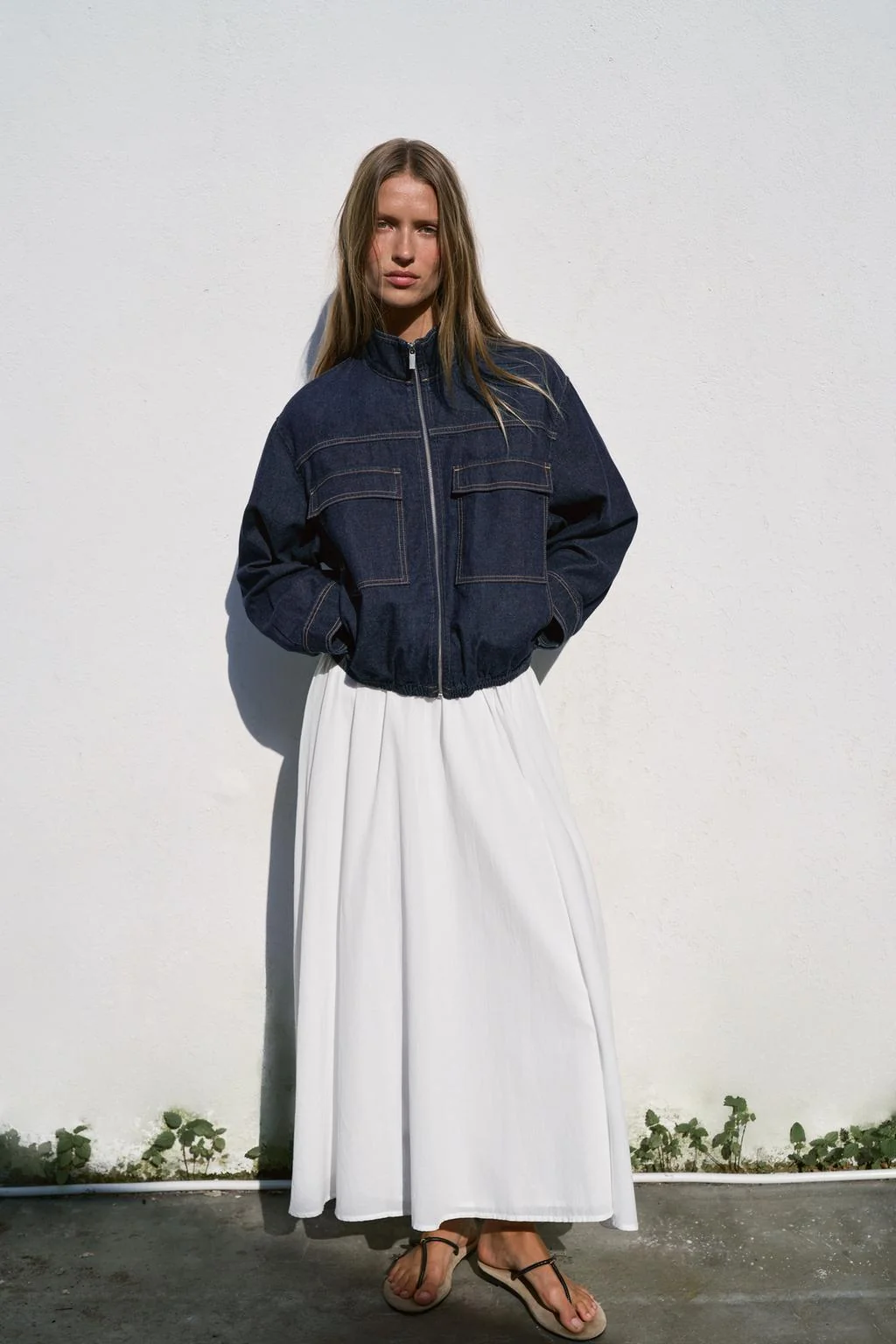 Джинсовая куртка-бомбер с высоким воротом Z1975