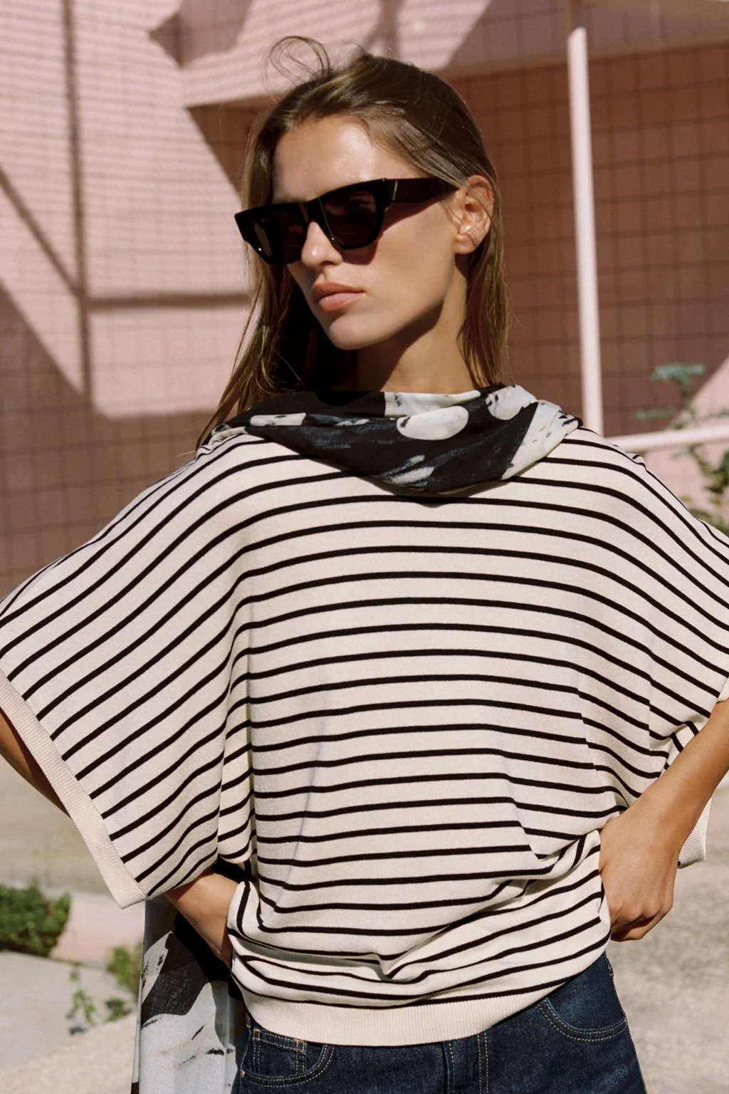 Трикотажный топ с широкими рукавами