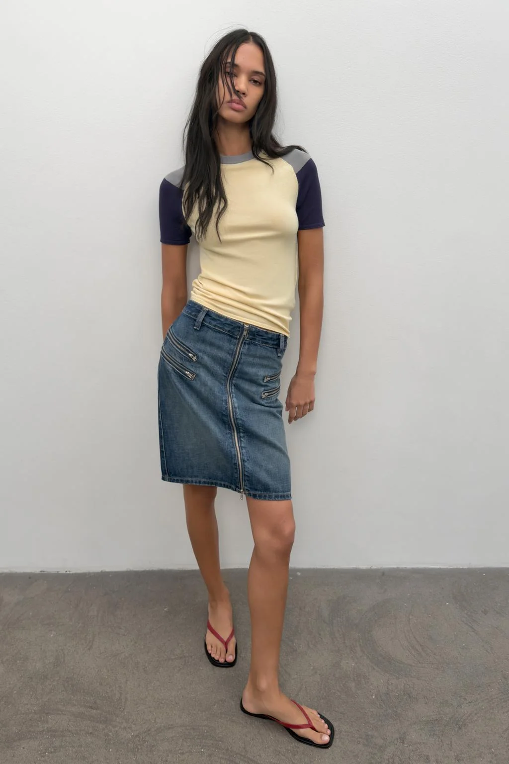 Трикотажный топ колорблок