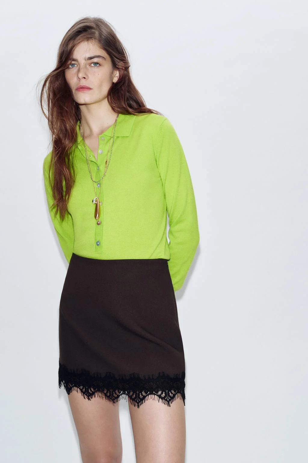 Шорты-юбка с кружевным подолом