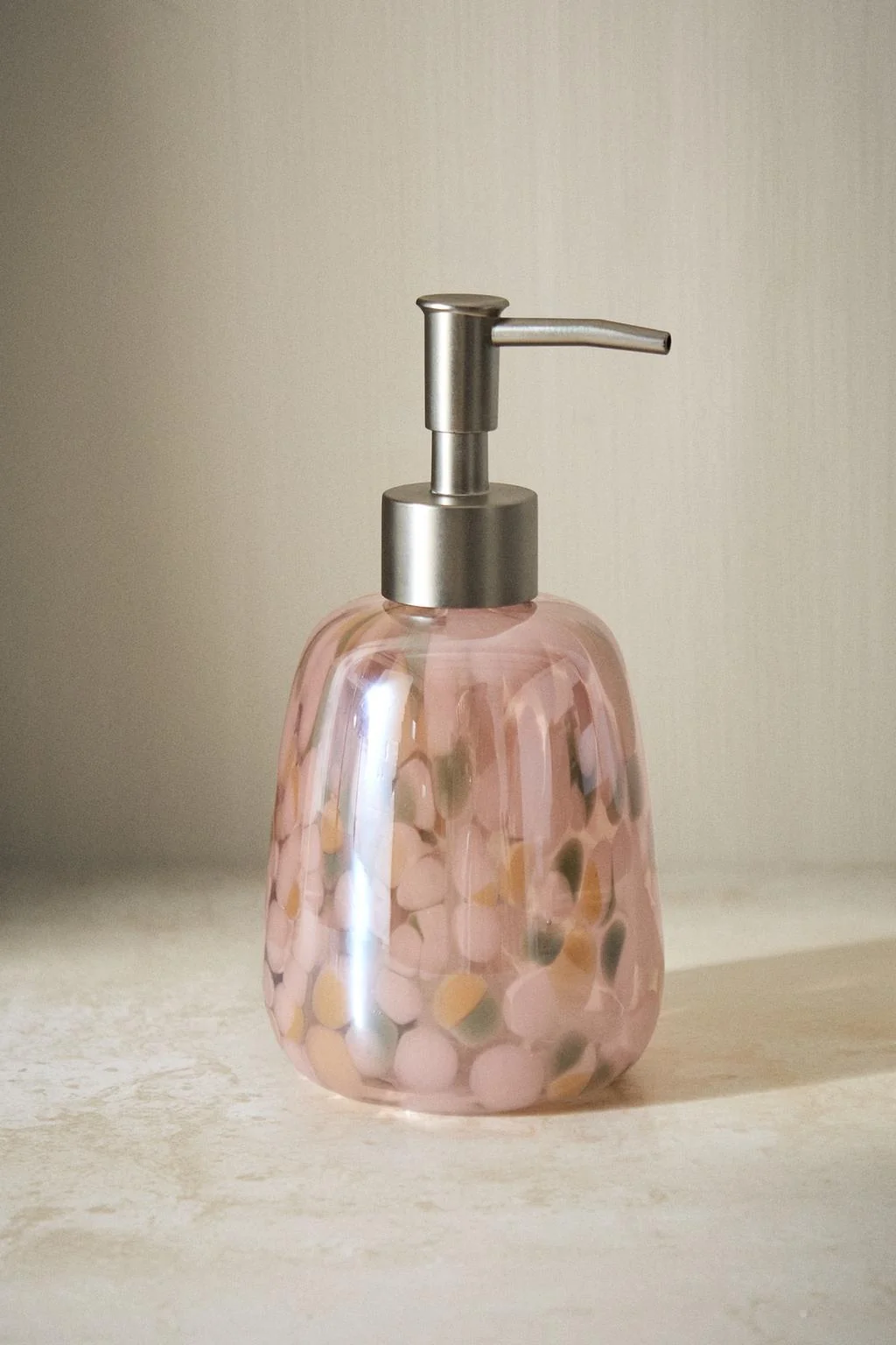 FLORAL GLASS SOAP DISPENSER