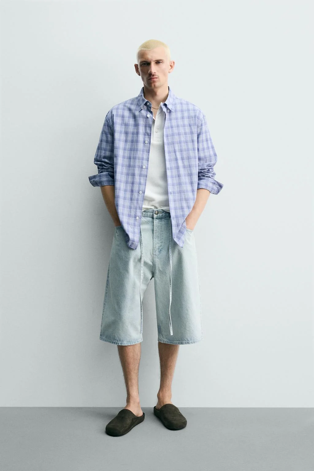Джинсовые шорты-бермуды с вышивкой, oversize