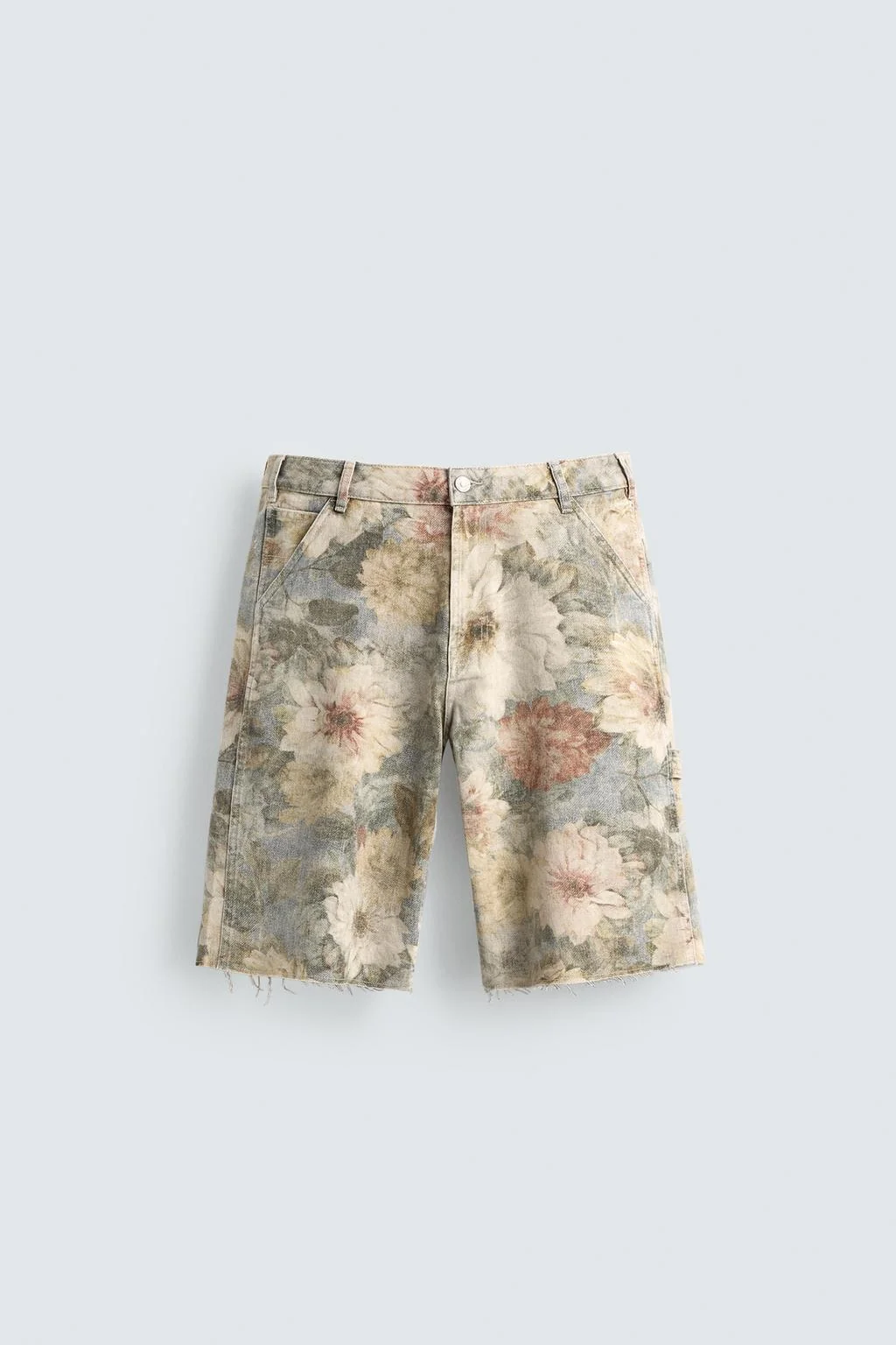 FADED FLORAL PRINT RELAXED FIT BERMUDA SHORTS
