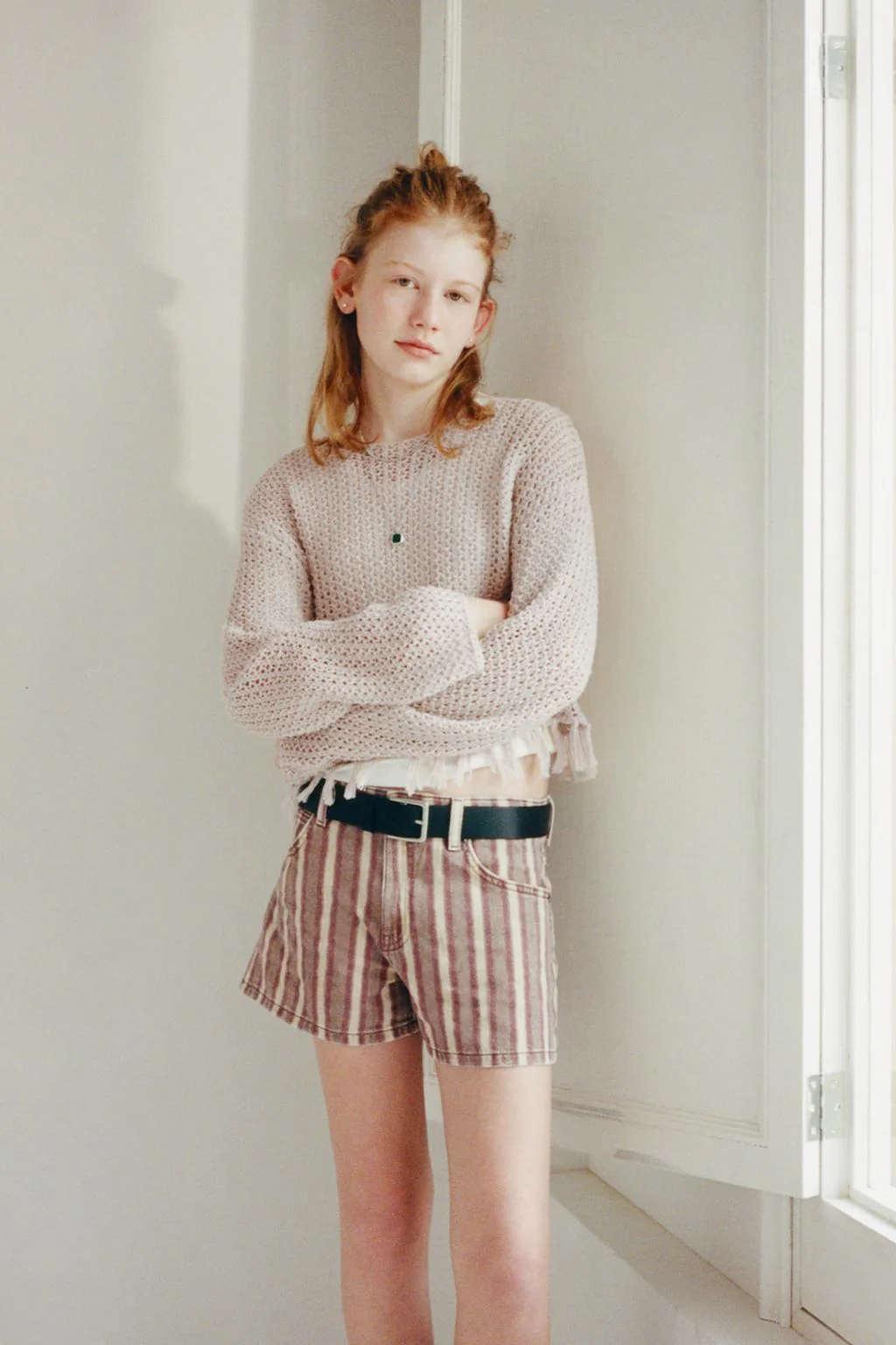 Шорты-бермуды из джинсы в полоску