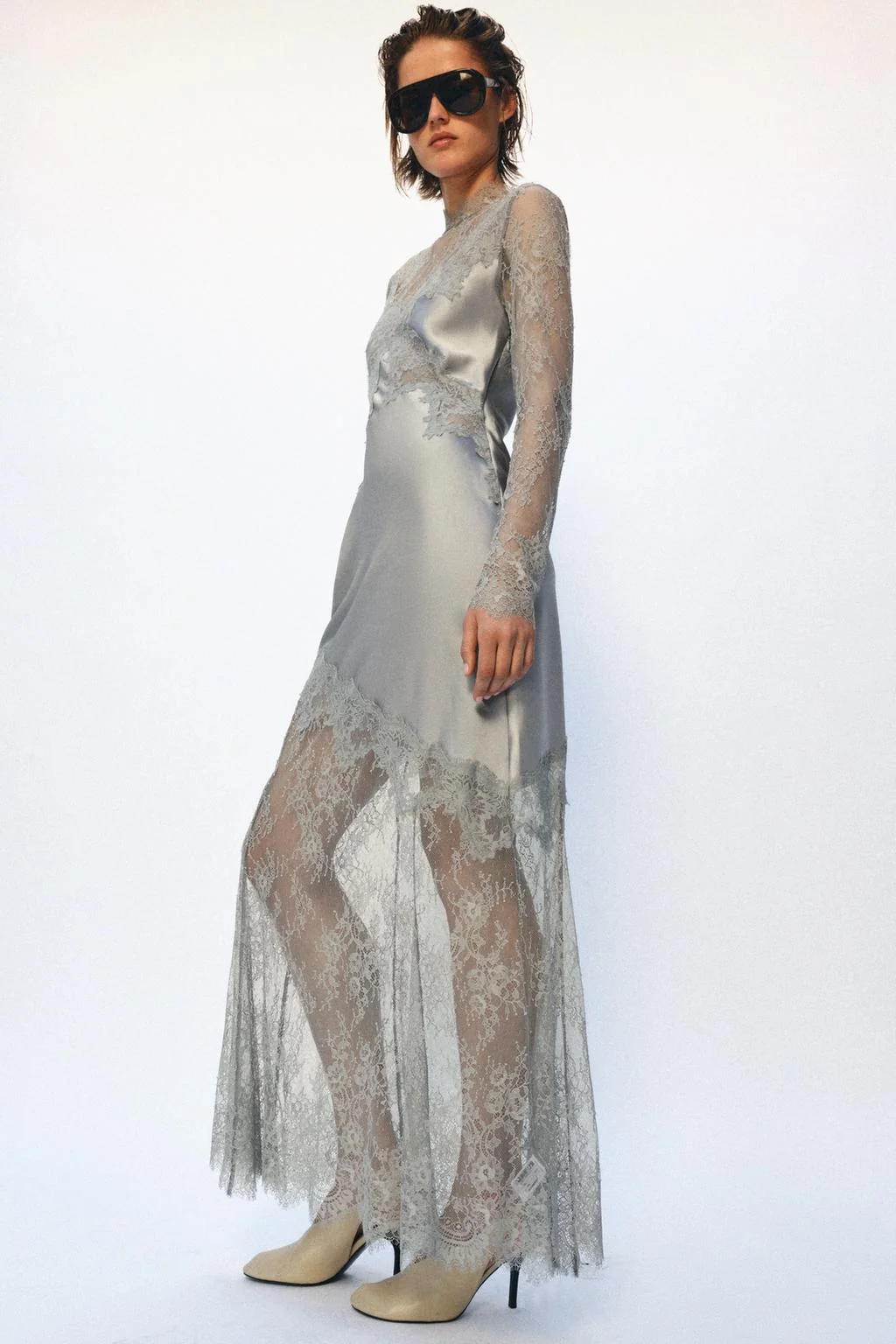 Платье из сатина и кружева ZW COLLECTION