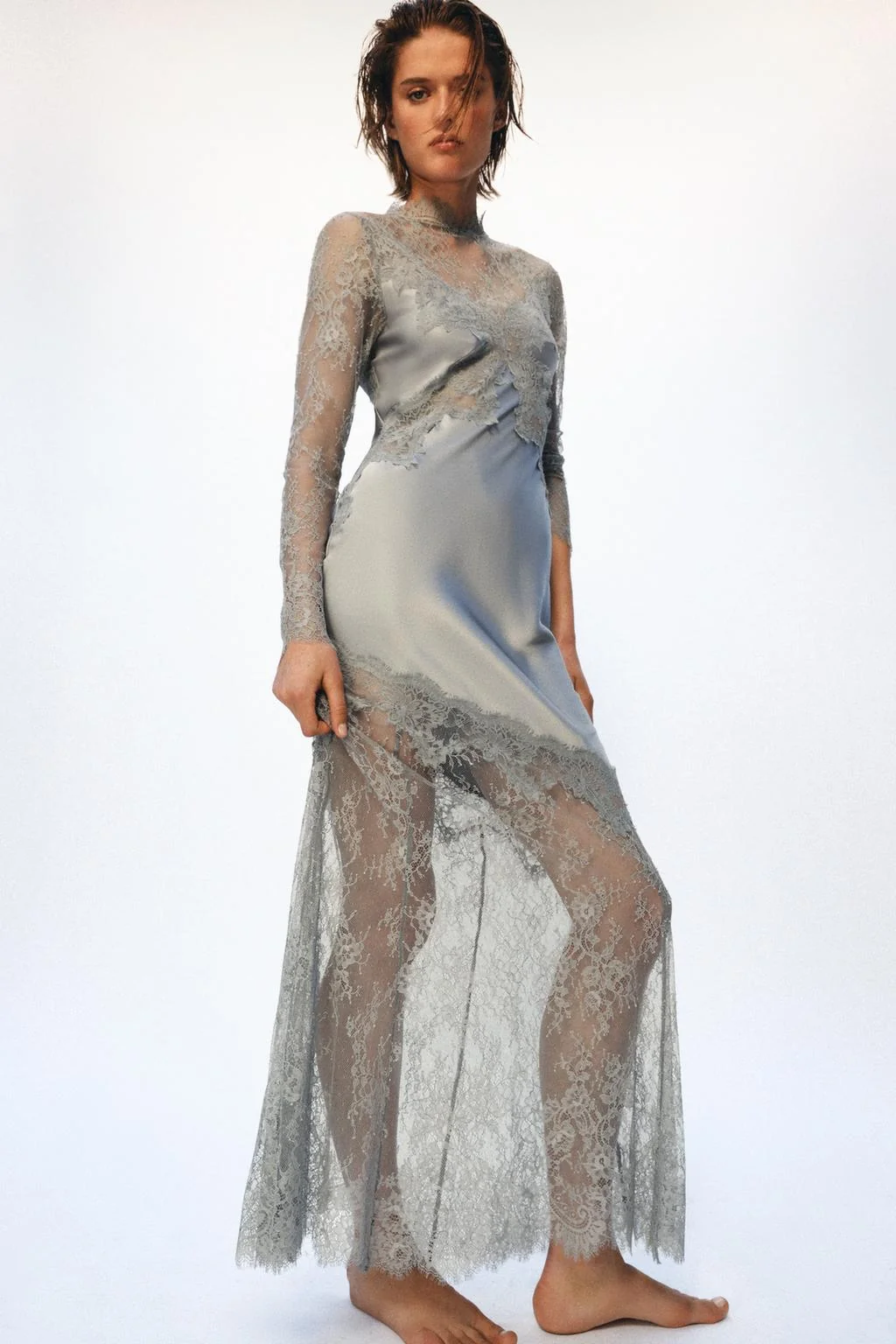 Платье из сатина и кружева ZW COLLECTION