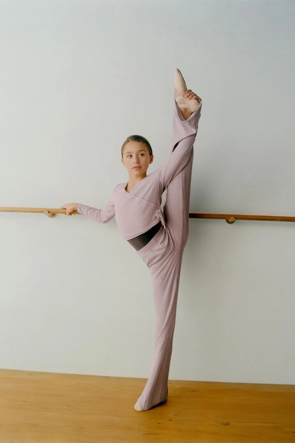 Рубчатая футболка-бандана балетка — С длинным рукавом