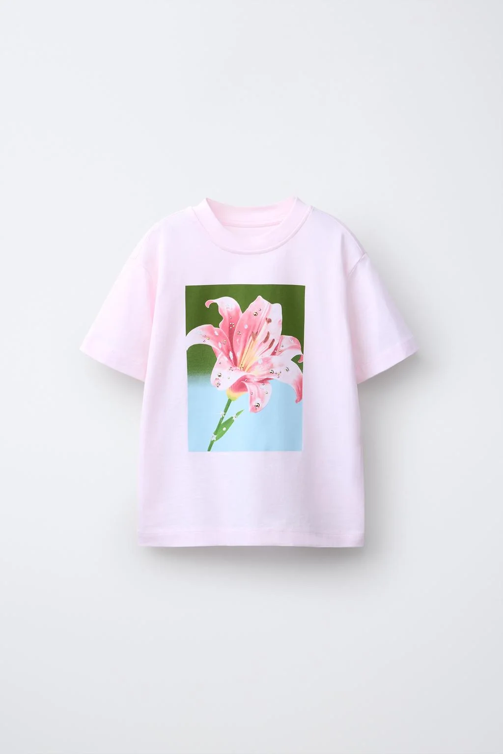 Футболка с фотографическим принтом и стразами