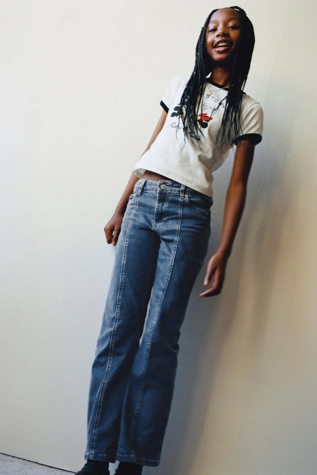 Футболка с контрастной отделкой Микки и Минни Маус © Дисней