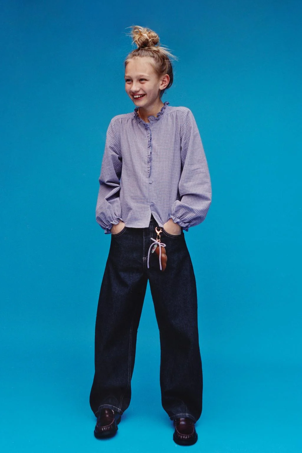 Рубашка в клетку с оборкой по краю — Блузки