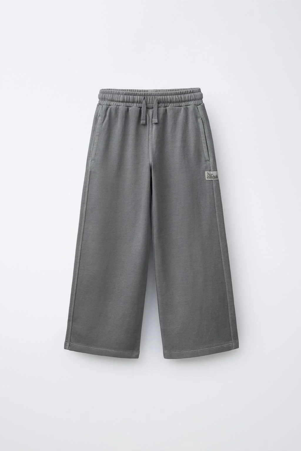 Брюки из плотного трикотажа с эффектом окраски готового изделия и плюшевой отделкой прямого кроя