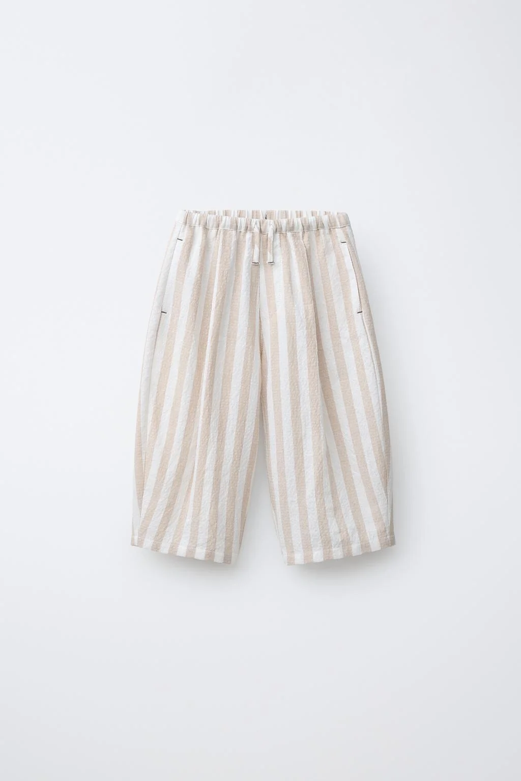 Полосатые брюки-воздушный шар со складками — Однотонные
