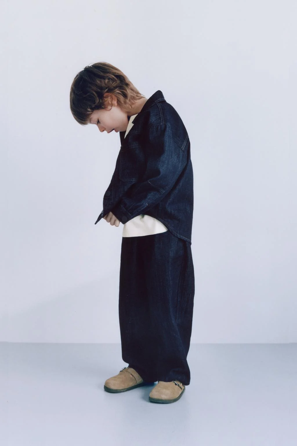 Джинсовая рубашка с прорезиненными пуговицами — Комплекты