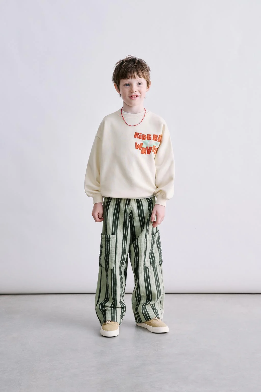 Брюки в полоску с текстурой — Однотонные