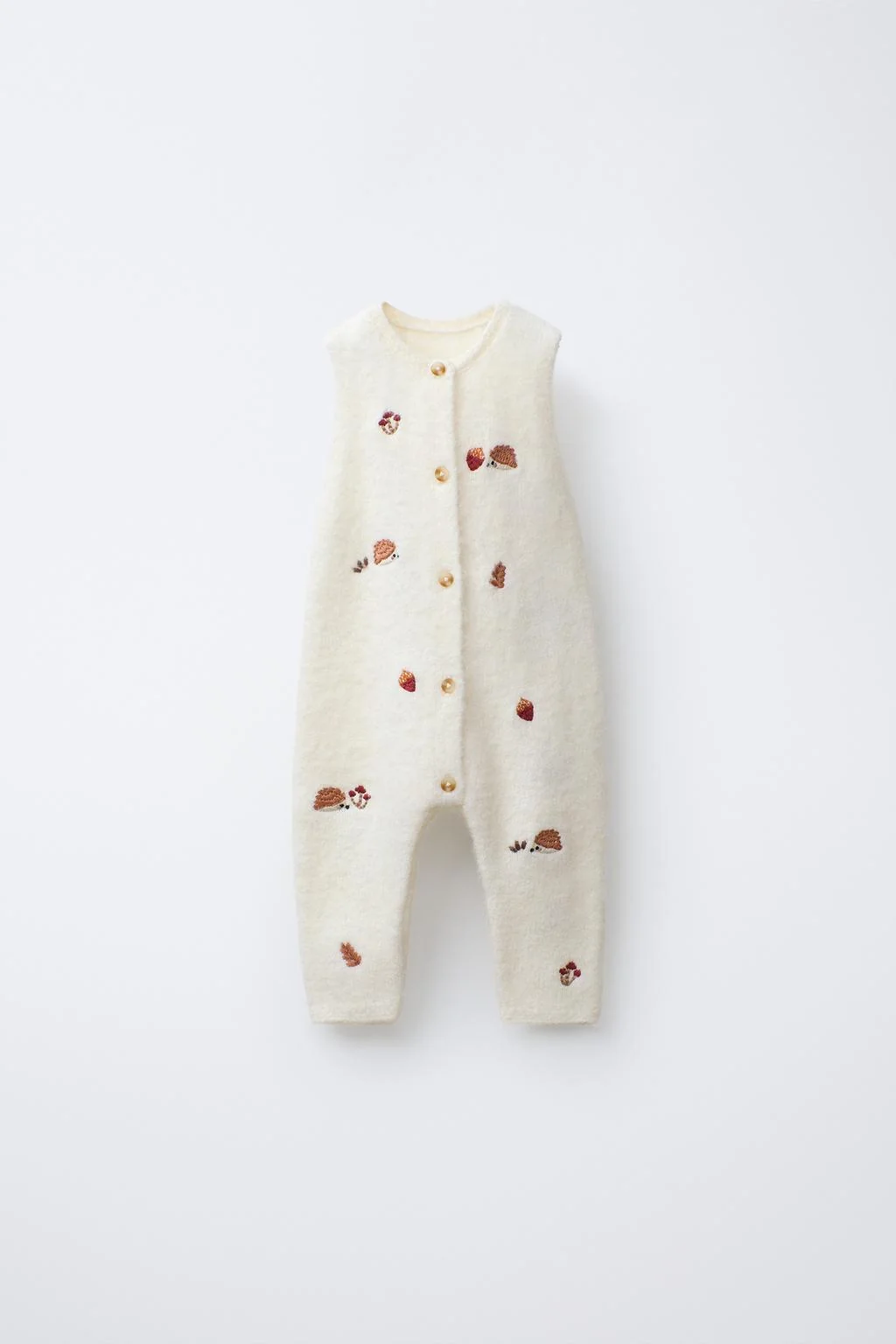 Вышитый комбинезон на лямках с ёжиком — Ромпера | Джинсы-комбинации