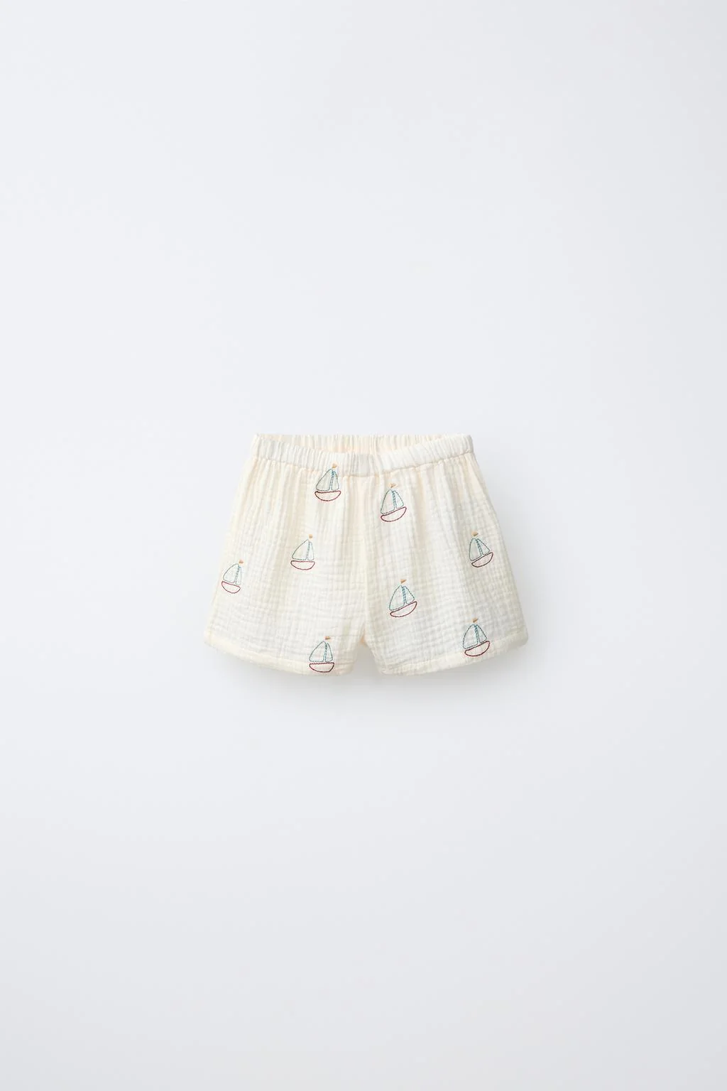 Шорты-бермуды с принтом лодки и текстурой