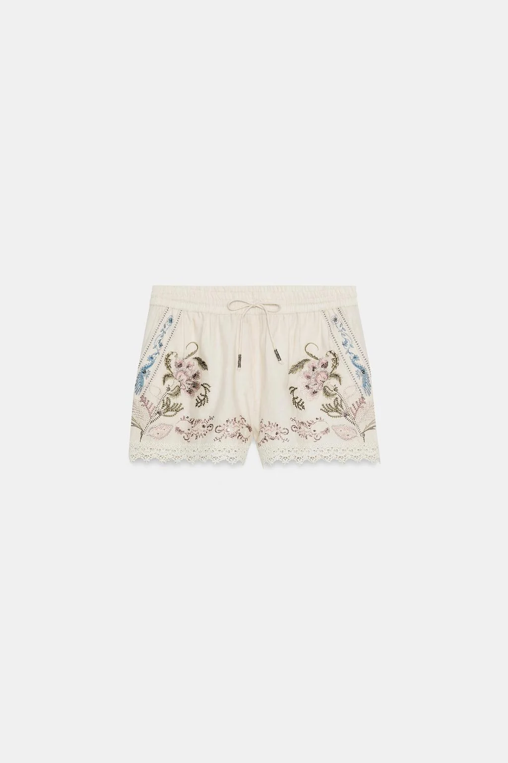 Вышитые шорты из смесового льна ZW Collection