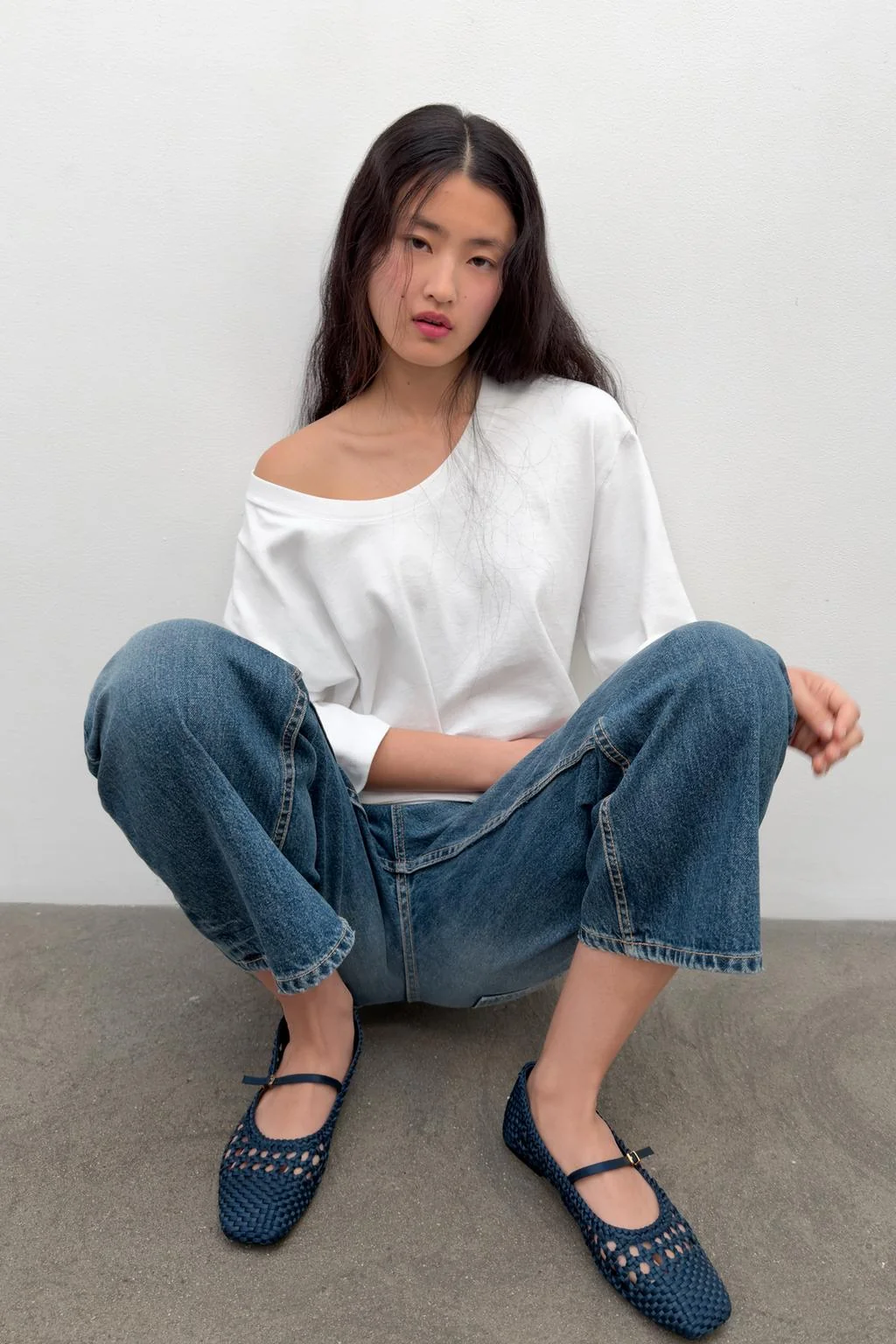 Балетки с пряжкой и плетением — Плоские туфли