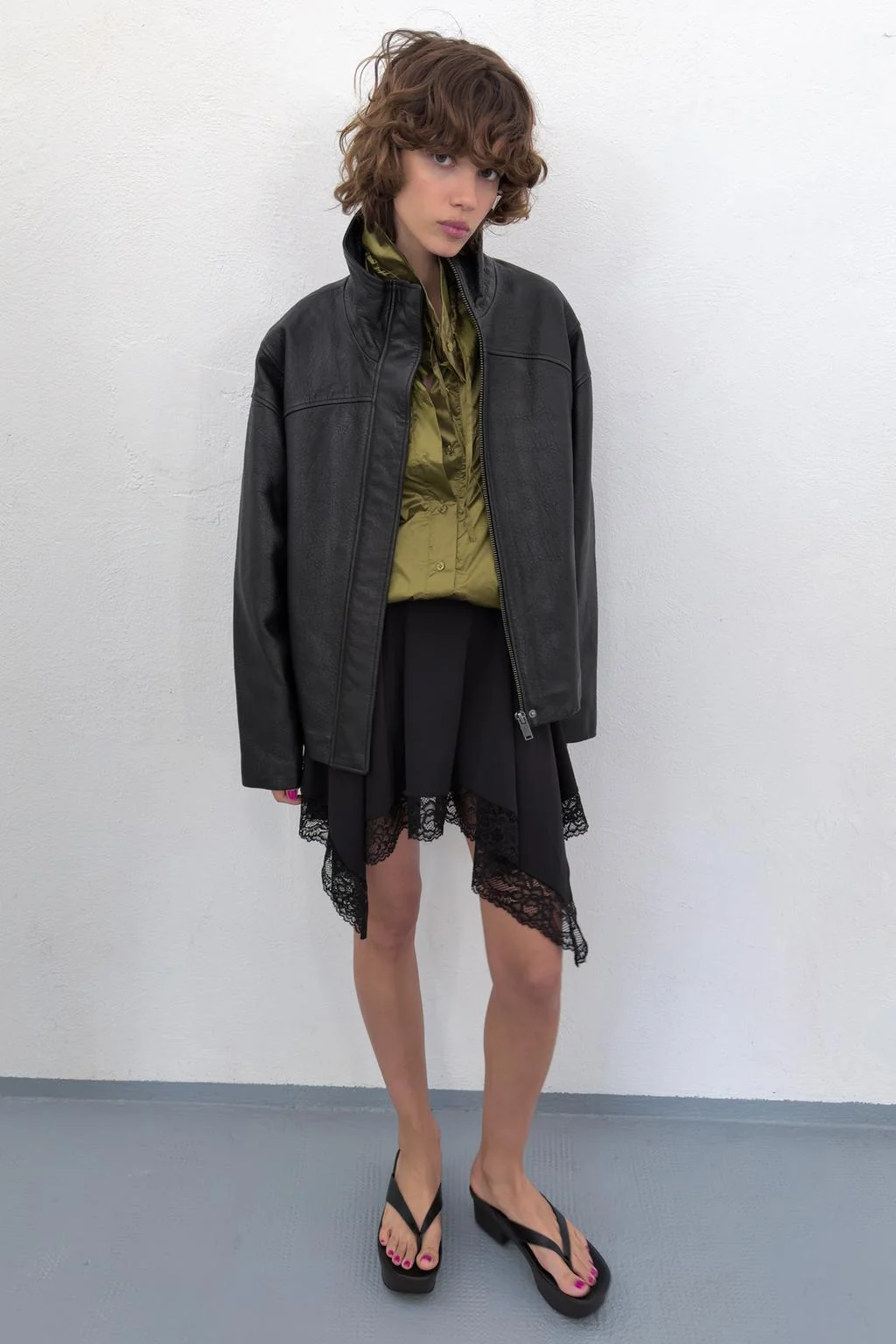 Куртка оверсайз из 100% кожи