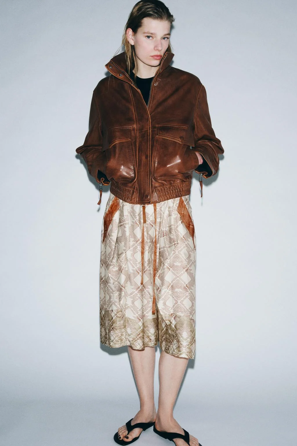 Кожаная куртка-бомбер 100% ZW COLLECTION LIMITED EDITION