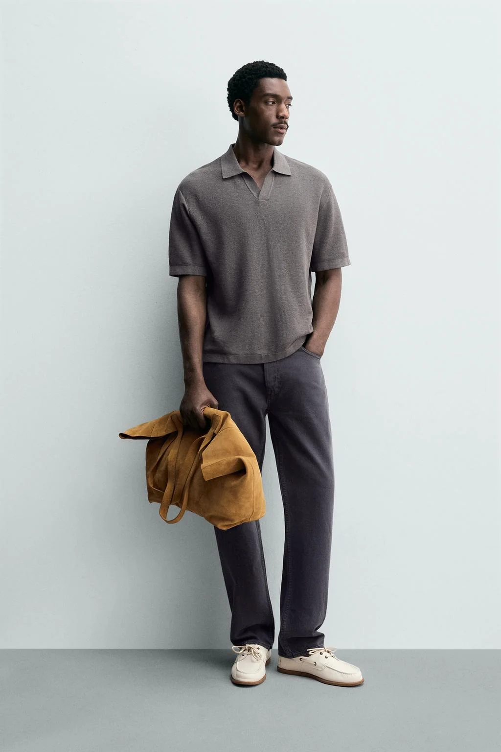 RELAXED FIT KNIT POLO SHIRT