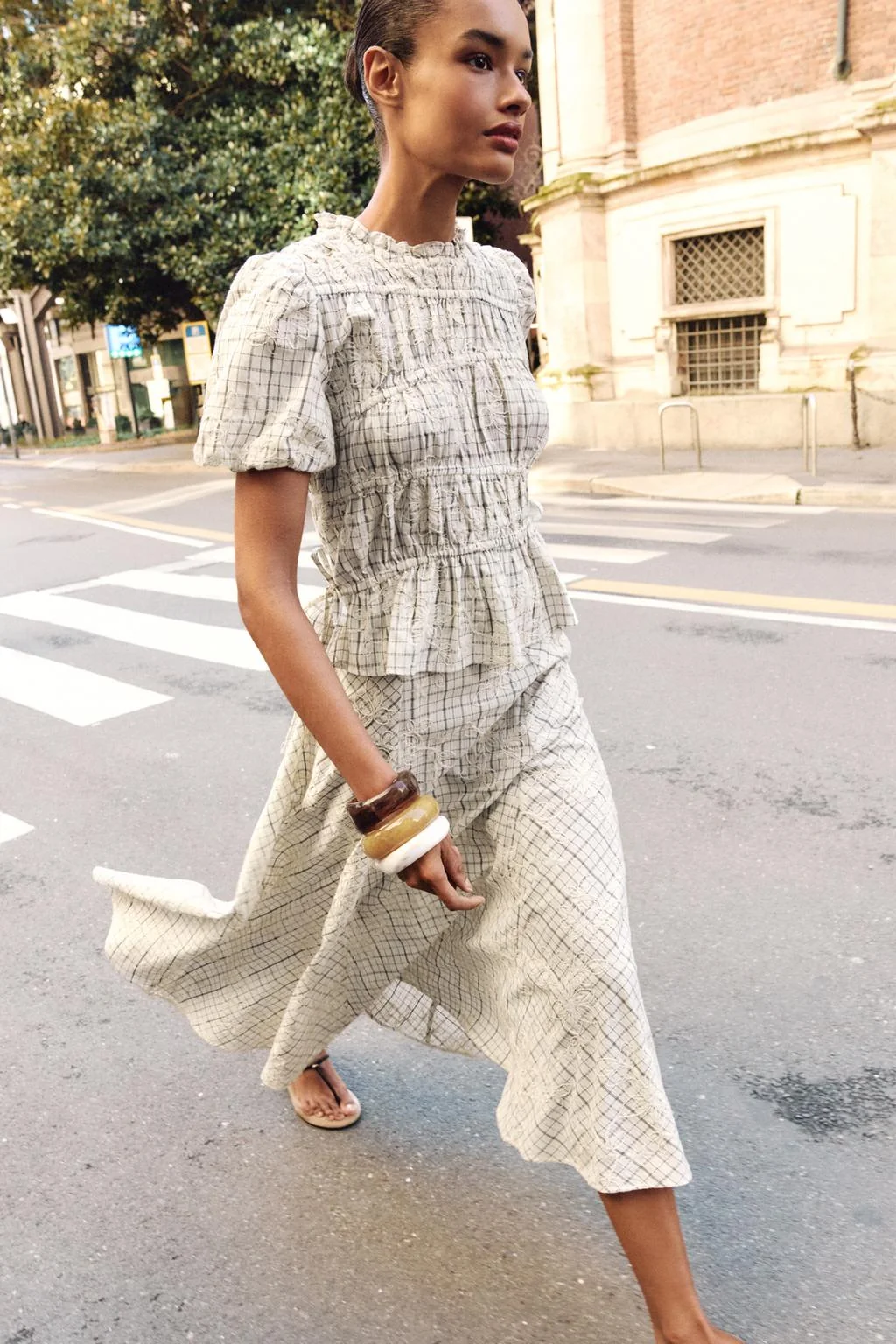 Юбка с вышивкой в клетку и бантом, набор