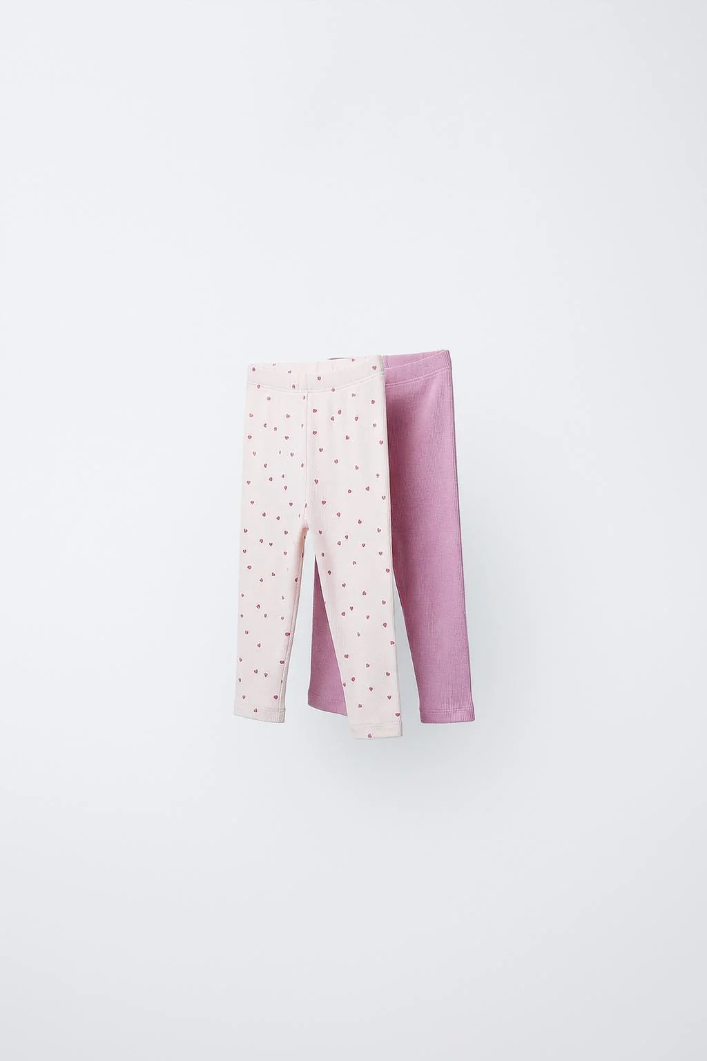 Набор из 2 леггинсов с сердечками и однотонный