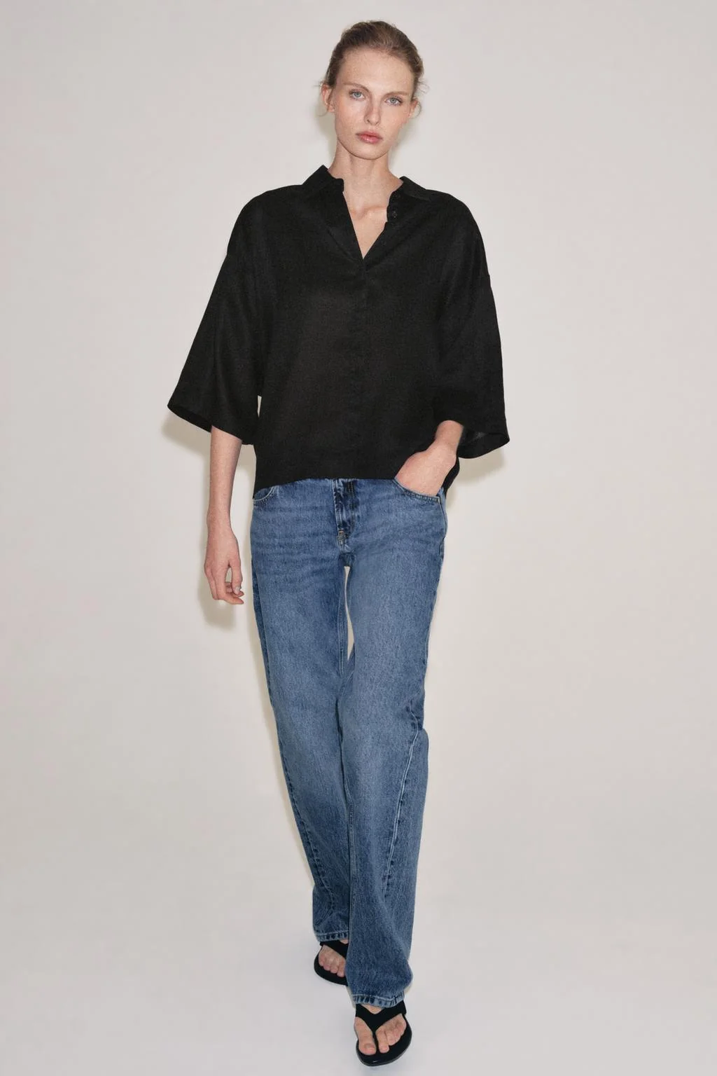 ZW COLLECTION оверсайз рубашка с плиссировкой — БЕЛЫЙ