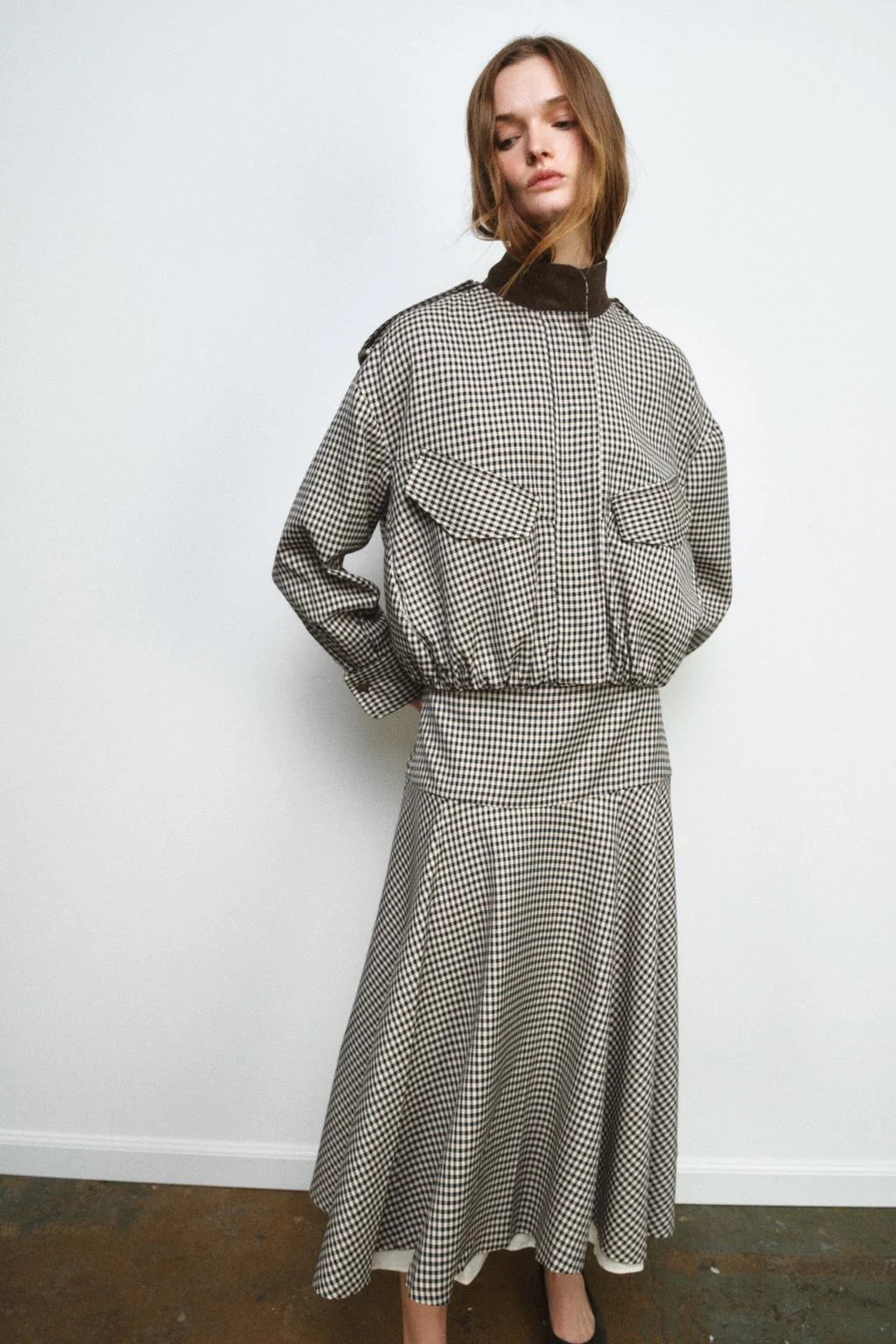 Куртка-бомбер в клетку ZW Collection