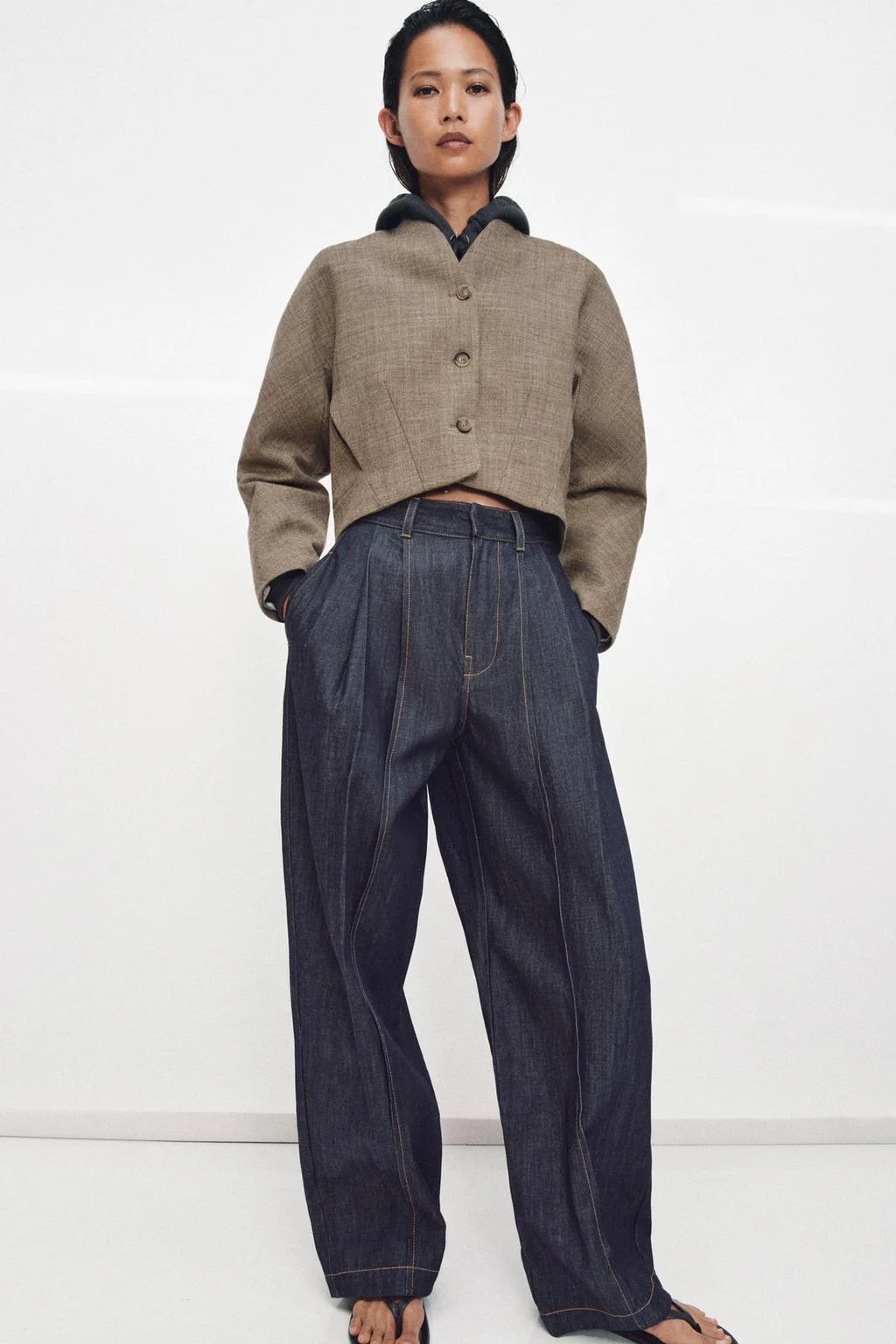 ZW COLLECTION куртка укороченная из шерстяной смеси