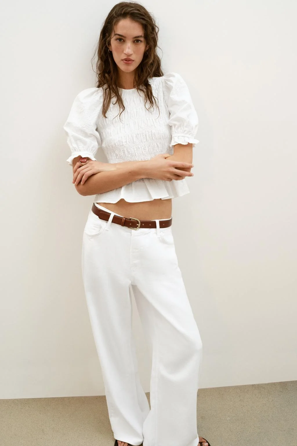 Верхняя рубашка в клетку с рюшами