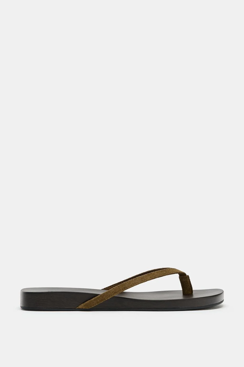 SPLIT SUEDE FLAT SANDALS