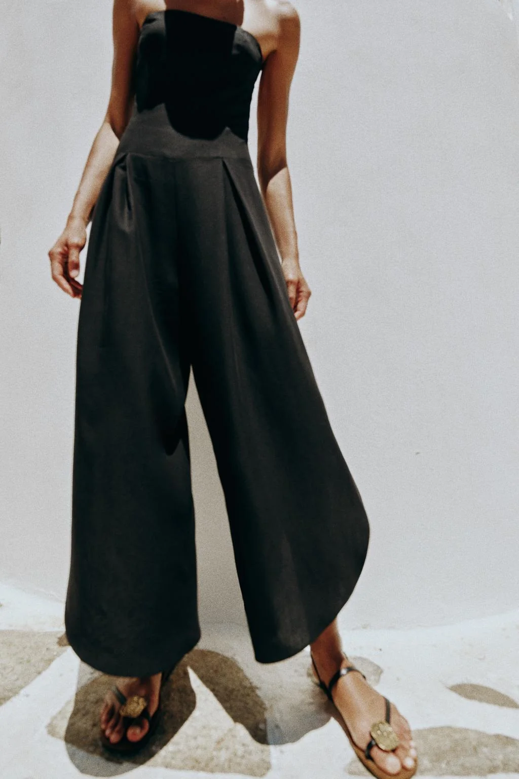STRAIGHT NECKLINE MIDI JUMPSUIT