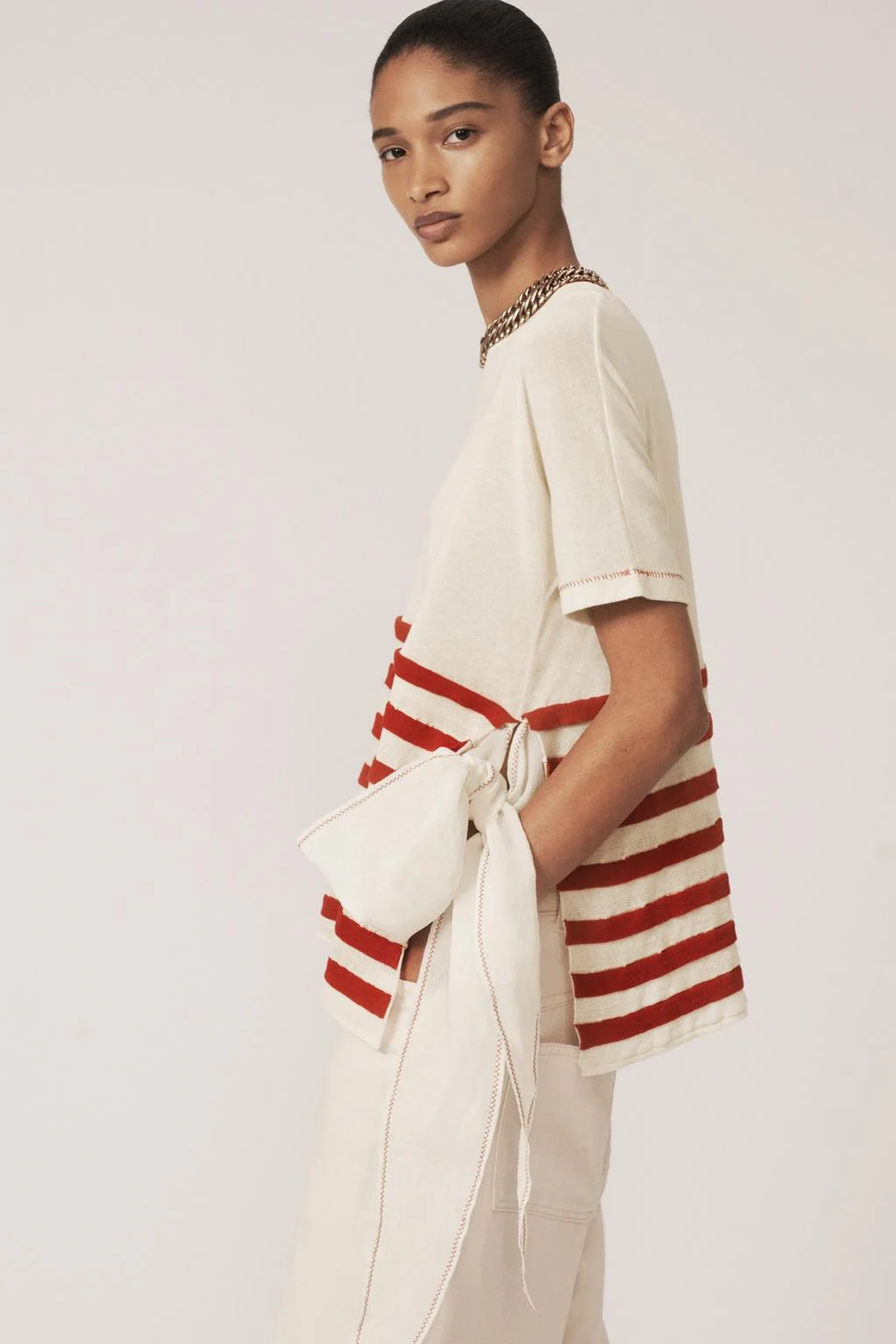 Асимметричный трикотажный топ в полоску - THE ITEM ZARA WOMAN