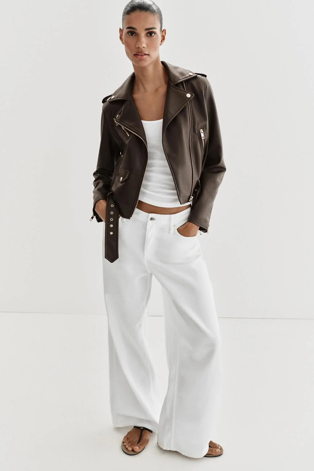 Куртка байкер из искусственной кожи — ЭФФЕКТ КОЖИ