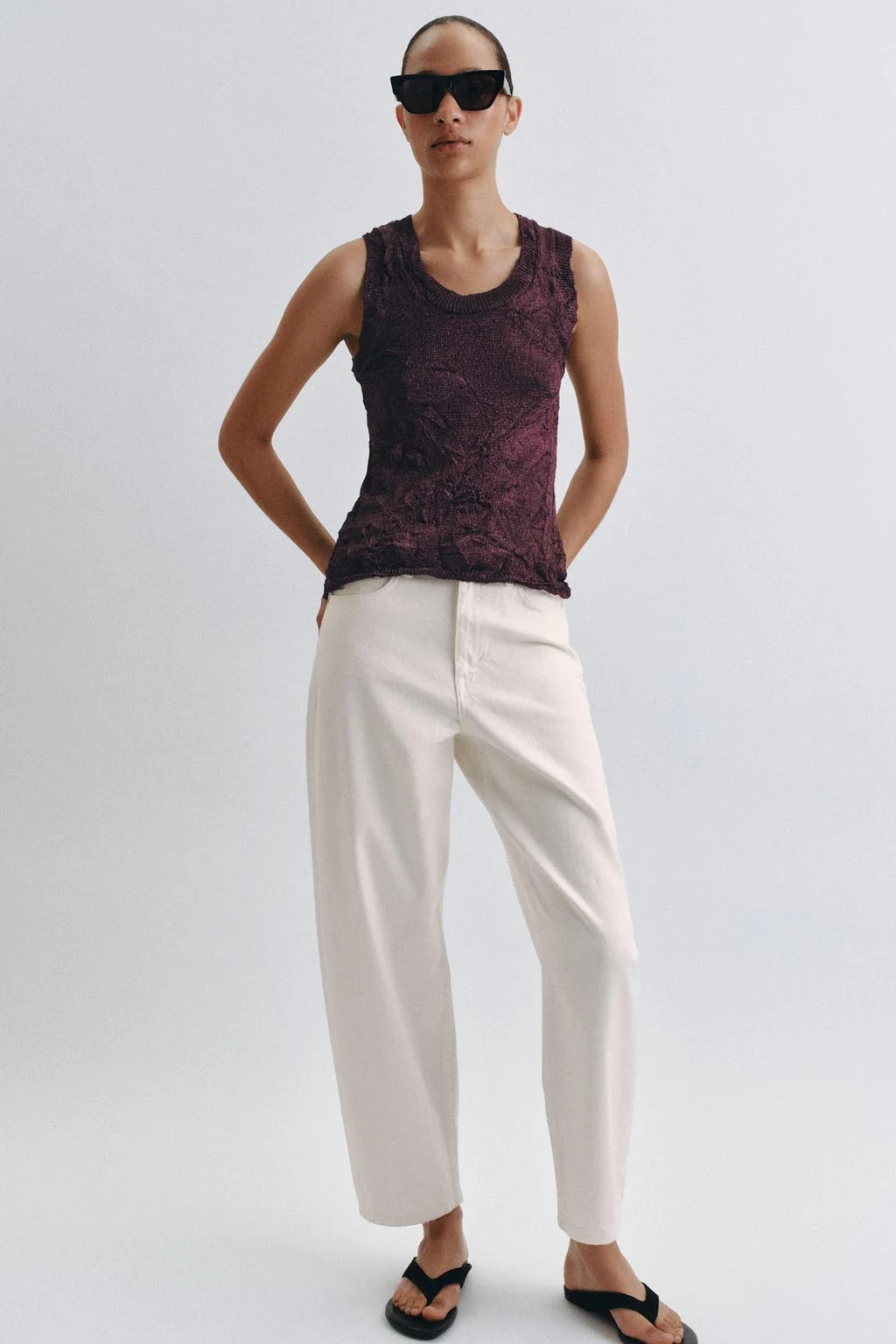 Трикотажный топ с эффектом мятости