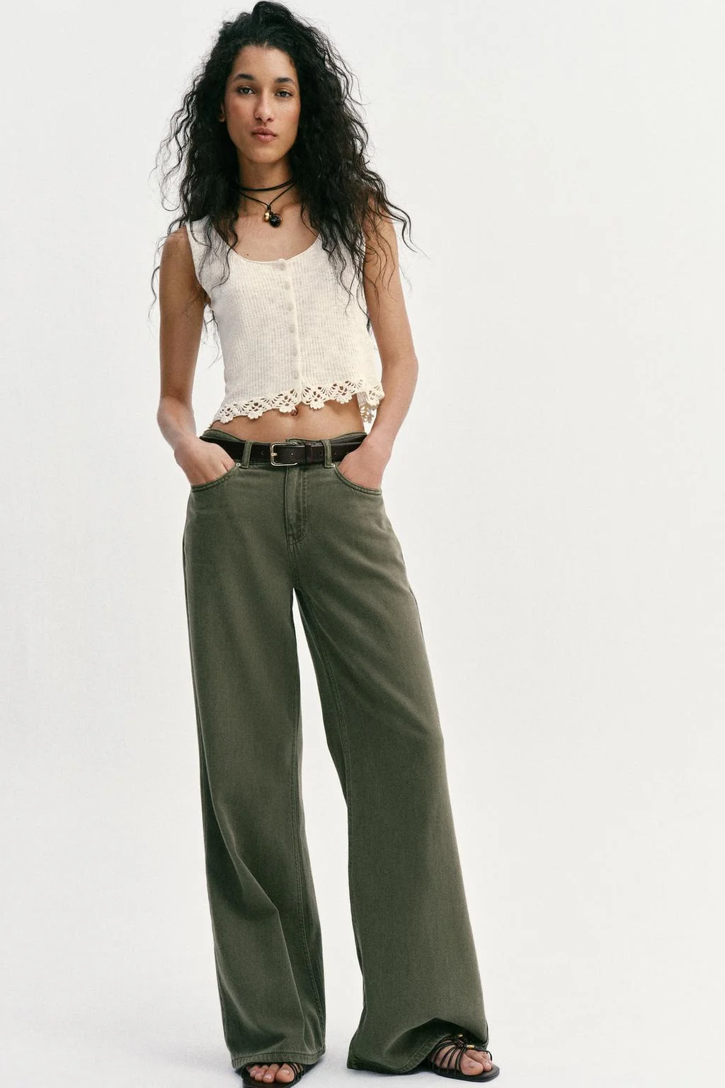 Трикотажный топ с вязаной каймой