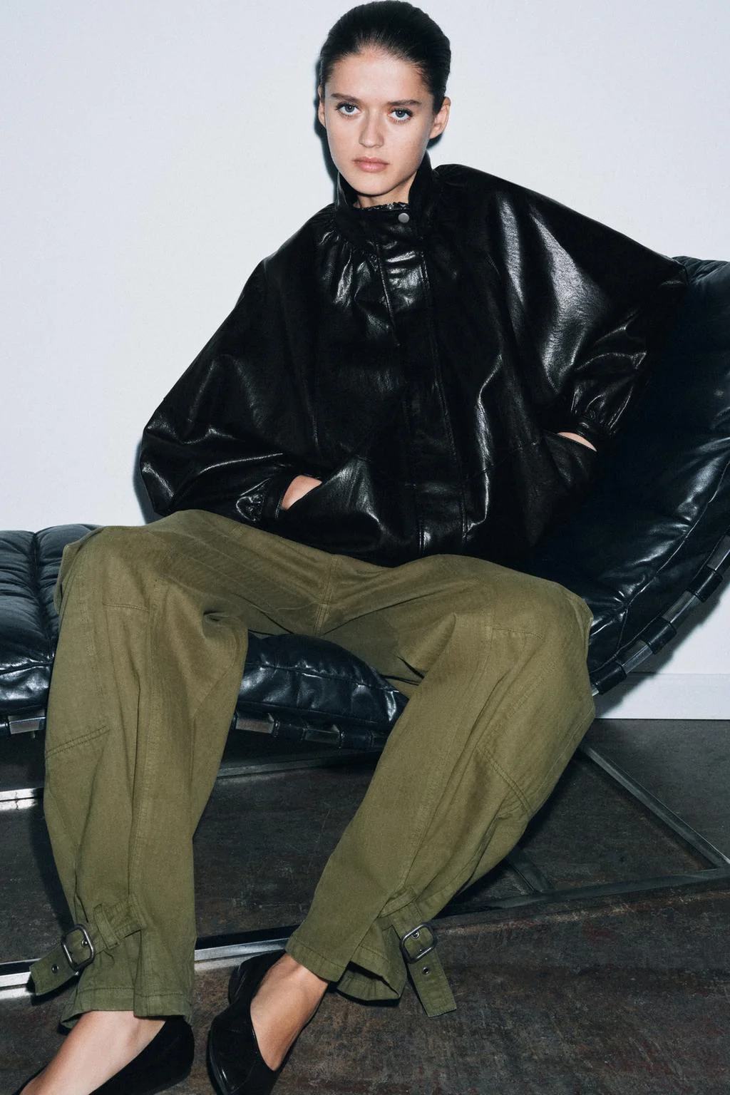 Коллекция ZW искусственная кожаная куртка-бомбер — ЭФФЕКТ КОЖИ