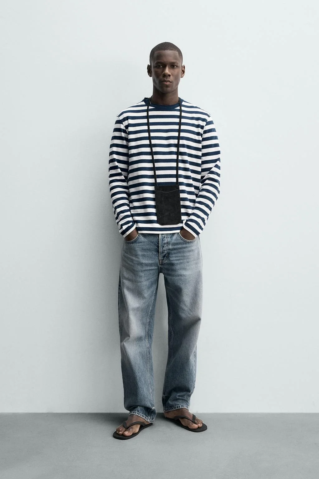 Полосатая льняно-хлопковая футболка с длинным рукавом — Специальная серия