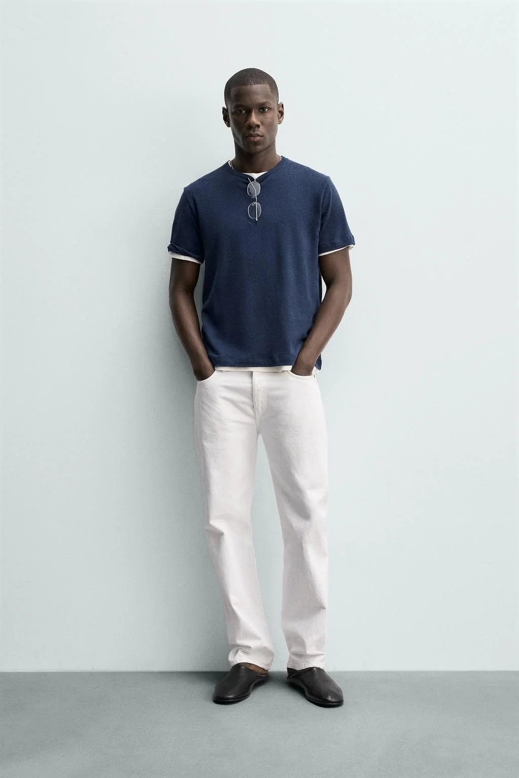 Футболка из льняно-хлопковой ткани — Лён и лён-микс