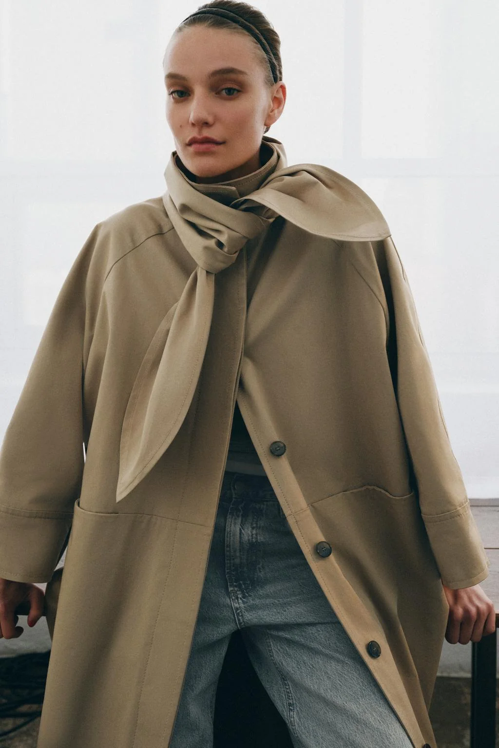 Оверсайз тренч с шарфом ZW COLLECTION LIMITED EDITION