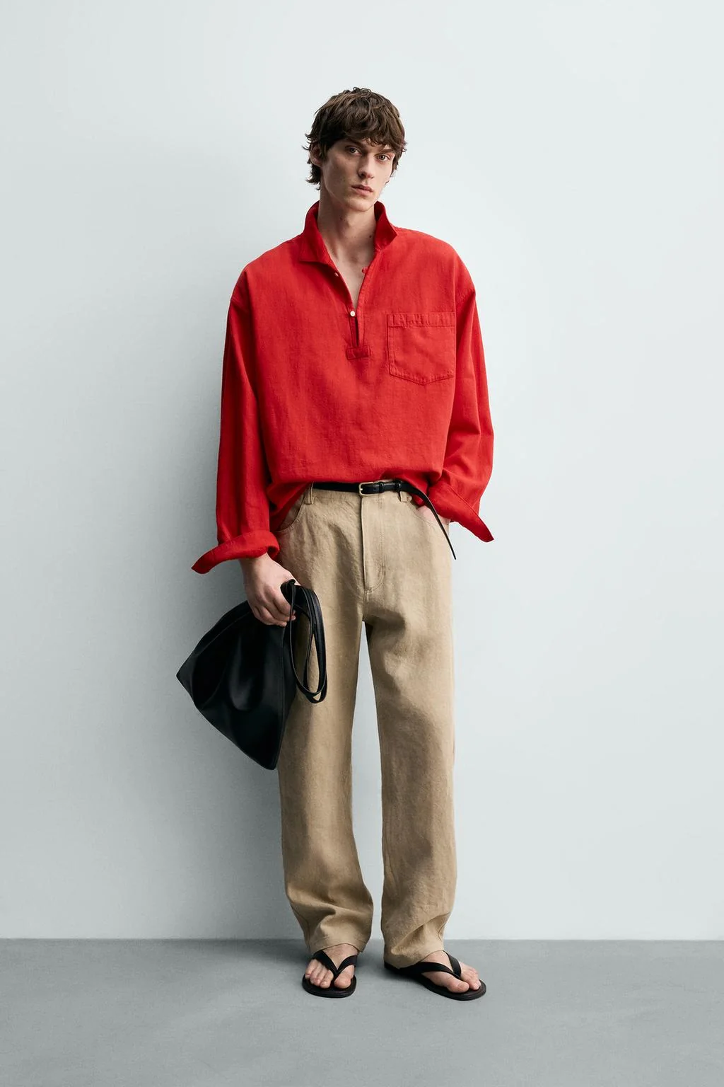 Поло свободного кроя с текстурой — Деним