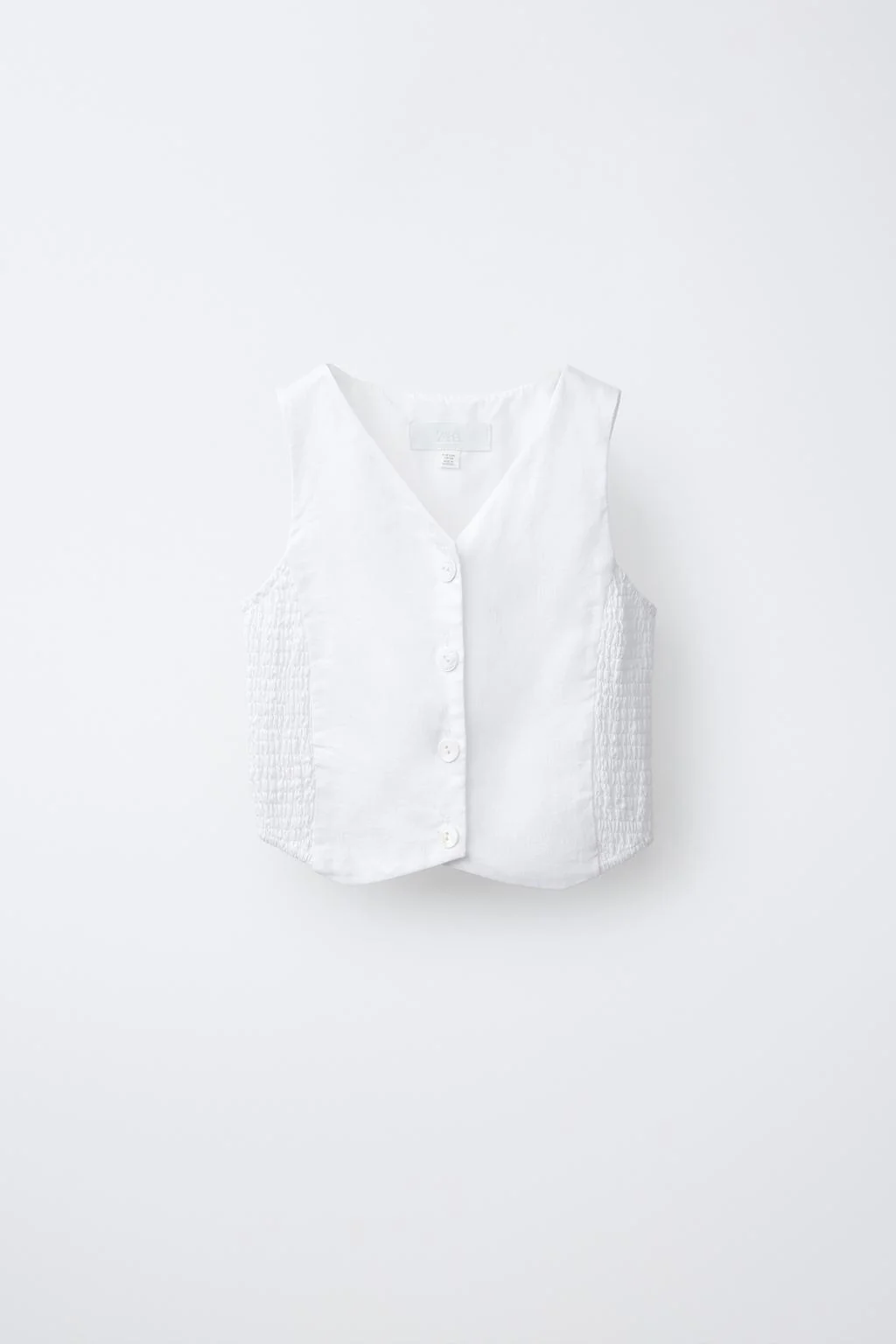 ELASTICATED LINEN BLEND WAISTCOAT