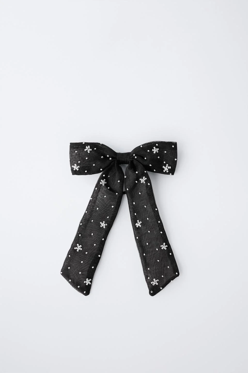 ORGANZA BEADED BOW SCRUNCHIE